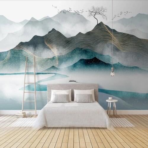 Milofi custom 3D wallpaper mural modern light luxury abstract ink landscape landscape wall decoration painting wallpaper