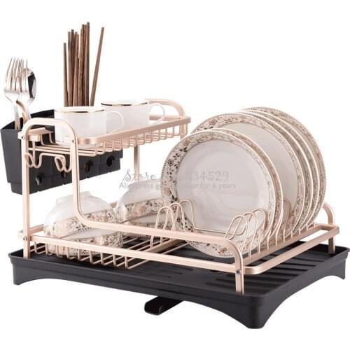 Multi-use Aluminium Alloy Dish Rack Kitchen Organizer Storage Drainer Drying Plate Shelf Sink Supplies Knife and Fork Container