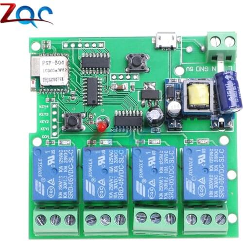 220V 4 Channel Wifi Relay Module Phone APP Wireless Remote Control WIFI Switch Jog Self-Lock Interlock 433M for Smart Appliances