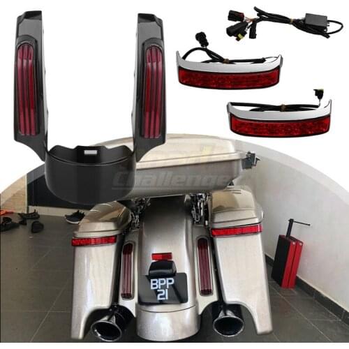 Motorcycle Rear Fender Extension Fascia LED Turn Signal Running Brake Light For Harley Touring Street Glide Road Glide 14-20