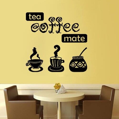 KUCADA tea coffee mate wall sticker for home decoration removable black diy wallpaper mural art decal wall decor WP1584