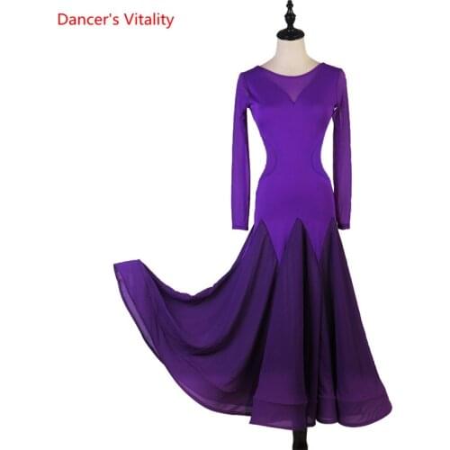 New Ballroom Dresses Elegant Purple Long Dress Classical Tango Dress Club Party Singer Host Waltz Ballroom Dress Standard