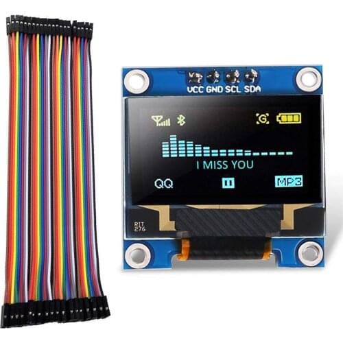 0.96 inch OLED IIC YELLOW BLUE 12864 OLED Display Module I2C SSD1306 LCD Screen Board for Arduino with M to F DuPont Cable