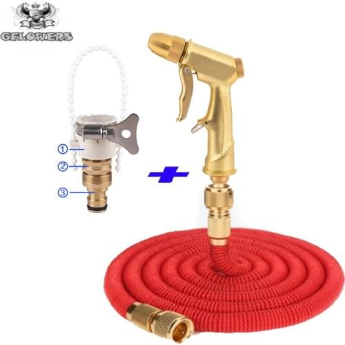 Direct selling New Water Gun Hose Garden Sprinkler Adjustable HighPressure eu Power Hose flowers Cleaning House Car 26ft-100ft