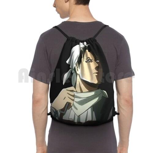 In His Cleaning Suit Backpack Drawstring Bag Riding Climbing Gym Bag Attack On Titan Titan Clean Levi Cleaning Levi Levi