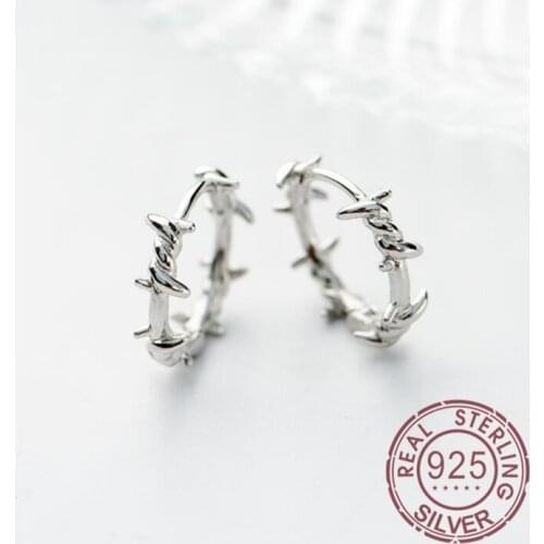 925 Sterling Silver Hoop Earring Barbed Wire Ear Cuff Clip On S925 Earrings Gift For Women Girl Teen Jewelry