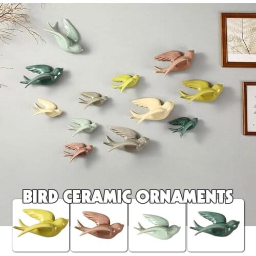 1 Pcs Nordic Colorful Swallows Wall Mounted Hanging Decoration Crafts Ceramic Wall Mount Hanging Ornaments For Home Wall Decor