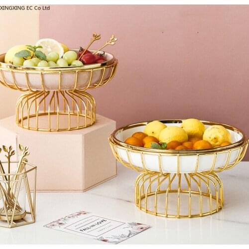 Light Luxury Ceramic Fruit Plate Living Room Coffee Table Nordic Home Modern Candy Snack Plate Dried Fruit Storage Tray