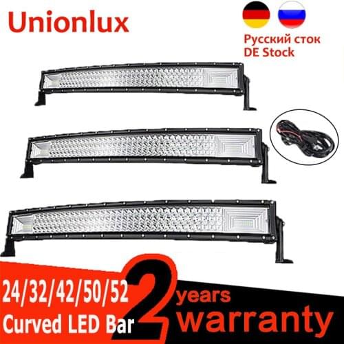 Tri-row 22" 32" 42" 50" 52" inch Curved Led Light Bar Work Light Bar for 4x4 Truck ATV Car Roof Offroad Driving Light Bar