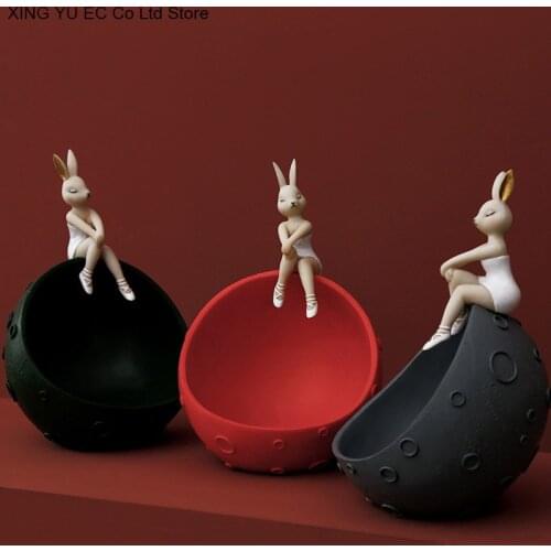 Creative Spaceman Storage Decoration Tissue Box Dried Fruit Tray Decoration Resin Rabbit Storage Box Living Room Home Decoration