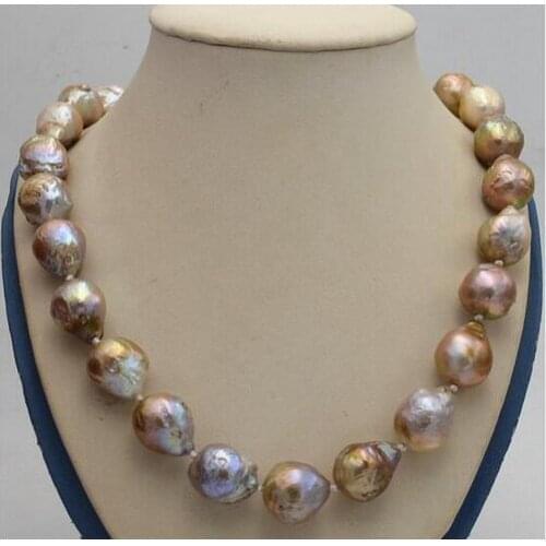 Jewelry 100% Real Natural Natural Reborn Baroque Edison Pearl Knot Jewelry Necklace 18" AAA free shipping