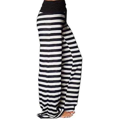 2021 Women Loose Trousers Floral Print Casual Stretch Waist Drawstring High Waist Long Pants Home Pajama Pants