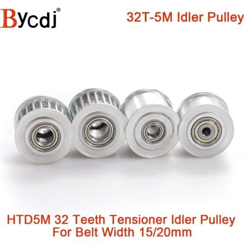 32 Teeth 5M Idler Pulley Tensioner Wheel Bore 8/10/12/15mm with Bearing Guide HTD5M synchronous pulley Gear 5M 32teeth 32T