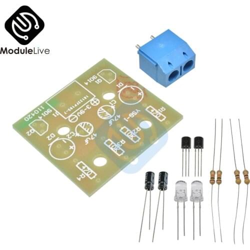 5MM Light LED Blue Simple Flash Circuit Transistor 30K Resistance 22UF Electrolytic Capacitors Dupont Cable Board DIY Kit Module