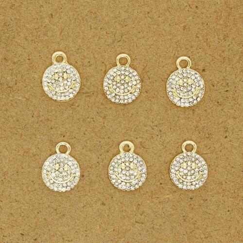 5pcs Simple Crystal Smiley Face Earring Charms Cute Minimalist Smile Bracelet Necklace Pendant Accessory DIY For Jewelry Make