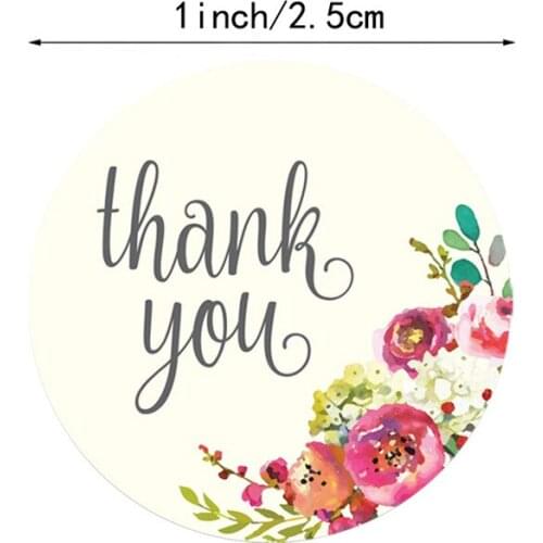 500 Pcs Per Roll color Floral Thank You Stickers 1inch Round Seal Label Handmade Scrapbooking Envelope Seal Stationery Sticker