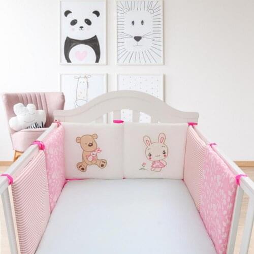 6pcs Crib Bumper Baby Cotton Bed Fence Bear Bunny Cushion Anti-collision Bed Rails Soft Guardrail Infants Toddles Protector