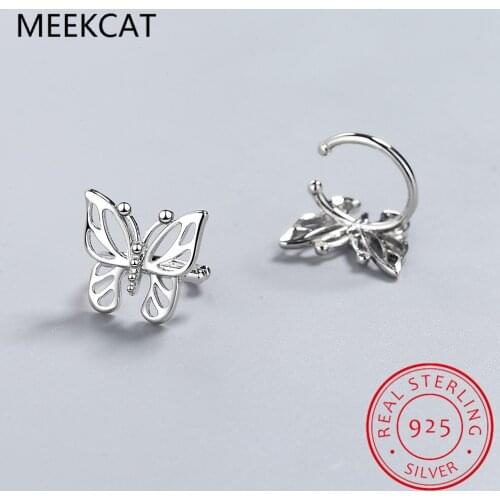 925 Sterling Silver 2021 New Womens Fine Jewelry High Quality Ear Clip Crystal Zircon Simple Retro Butterfly Earrings