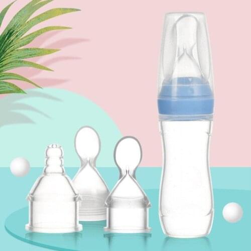 Newborn Baby Bottle Food Dispensing Spoon 120ml Juice Cereal Feeding Bottle Spoon Nipple Food Supplement Rice Cereal Bottles
