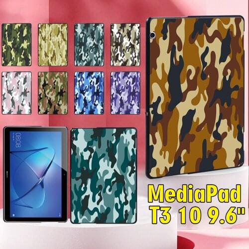Case for Huawei MediaPad T3 10 9.6 Inch Ultra Thin Camouflage Series Pattern Tablet Hard Shell + Free Stylus