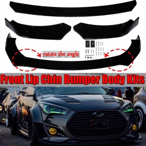 Black Univesal Car Front Bumper Splitter Lip Diffuser Protector Cover Guard For Hyundai For Veloster 2012-2020 ABS Bumper Lip
