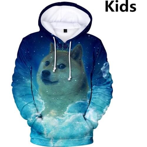 3 To 14 Years Gorilla Tiger Lion Doge Crown 3D Printed Clothing Kids Boys Girls Long Sleeve Hoodie Outerwear Hoodies Sweatshirt