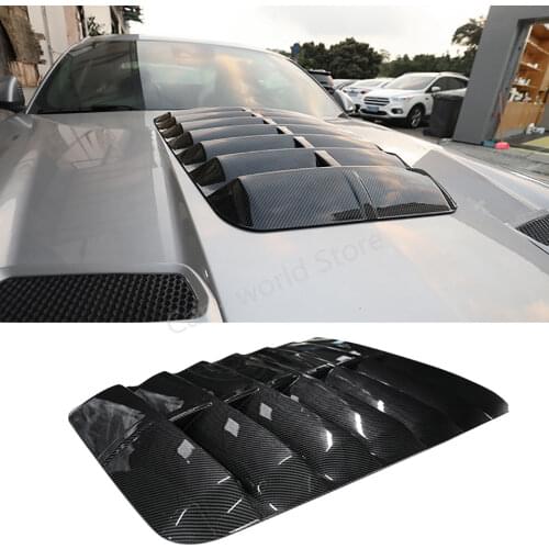 For Ford Mustang Black Carbon Fiber Style Engine Hood Vent Cover Machine Cover Fit Mustang GT500 15-20 Engine Cover Decoration