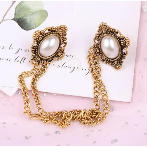 Elegant Female Women Ladies Girls Formal Occasion Vintage Antique Sweater Shawl Chain Clips Cardigan Collar Holders Decorations