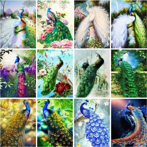 EverShine Full Square Diamond Painting Peacock Cross Stitch Diamond Embroidery Sale Animals Bead Picture Kits Home Decoration