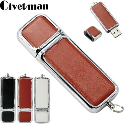 Business USB 2.0 Metal Leather Usb Flash Drive 8GB 16GB Pen Drive 32GB Usb Stick 128GB External Storage 256GB Usb Memory Stick
