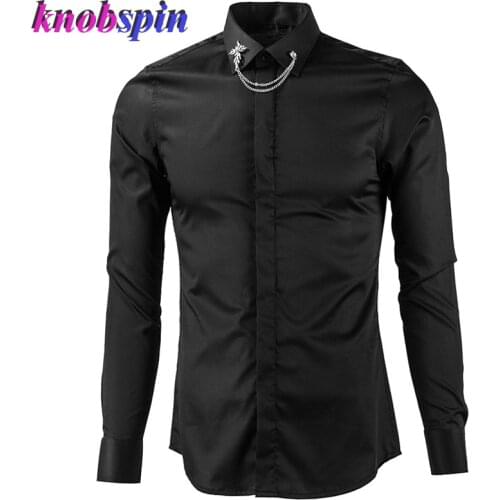 Personality Mens Shirt Solid color Slim Casual Business male Dress shirts high quality 100% Cotton Long sleeve Camisas Plus size