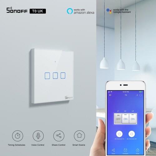 Itead SONOFF TX UK Touch Switch Wifi Wall Light Switch T0UK Wireless Smart Remote Controller via e-WeLink APP Works With Alexa