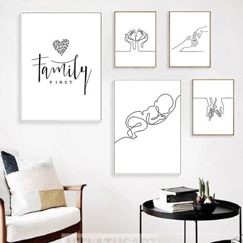 Geomtric Line Drawing Picture Home Decor Nordic Canvas Painting Wall Art Figure Family Love Modern Posters and Print for Bedroom