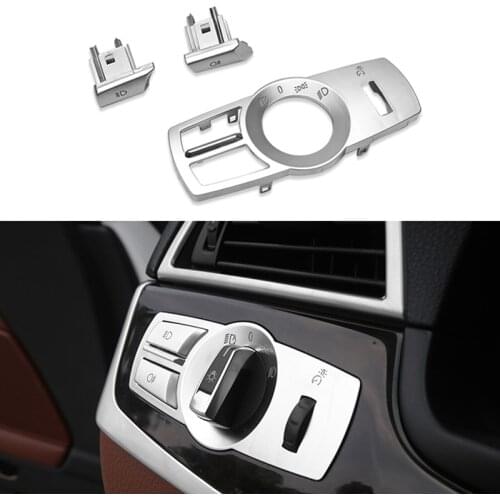 ABS Headlight Switch Buttons Decorative Frame Covers Interior Stickers Accessories for BMW X3 X4 F25 F26 5/7 Series GT 2009-2017