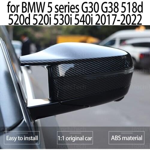2pcs Modified Carbon Fiber Pattern LHD M4 Style Mirror Cover Caps for BMW 5 series G30 G38 518d 520d 520i 530i 540i 2017-22 RHD