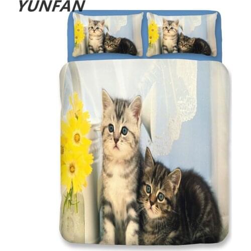 Cartoon Cat Bedding sets twin queen king Quilt Cover cute kids Pillow Case single double girls duvet cover set animal bedclothes