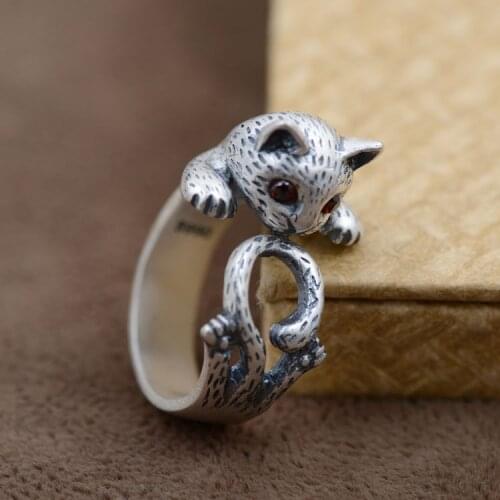 LOVELY CAT 990 Sterling Silver Thailand RING RINGS Jewelry A11