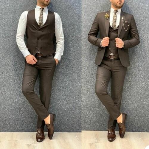 Handsome Mens Tuxedos Pants Suits Casual 3 Pieces One Button Formal Wedding Grooms Party Custom Made Vintage Blazer