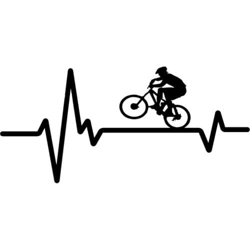 Creative Car Sticker Cycling Mountain Bike Helmet Heartbeat Decal Waterproof Auto Accessories Vinyl Black/Silver,16cm*7cm