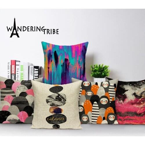 Square colorful Home Cushion Decorative soft seat car Covers linen plus cute simple black pure suit cushion cartoon pillow case