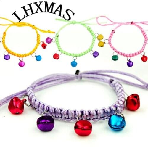 Cute Personalized Weave Leather Small Dog Kitten Cat Rabbit Collar With Bell For Cat Accessories D439