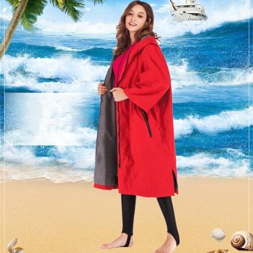 Men Women Dry Robe Thick Warm Surfing Poncho Wetsuit Quick Dry Windproof Hoodie Windbreaker Microfiber Terry Toweling Lining