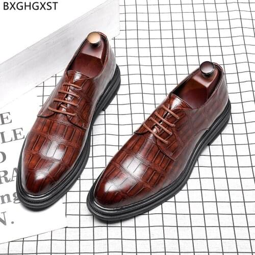 Formal Oxford Men Dress Shoes Brown Leather Shoes Men Classic Black Wedding Shoes for Men 2021 Chaussure Homme Zapatos De Hombre