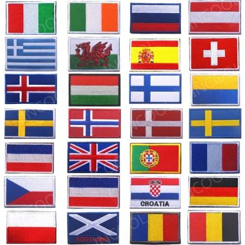 Embroidery Patches Badges Slovakia Romania Switzerland Spain France Belgium Greece Netherlands Poland Vatican Hungary Flag Patch