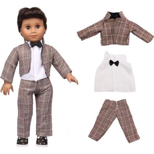 2021 New Pattern Clothes Three Piece Suit For Gentleman Boys Fit 18 Inch American&43cm Baby New Born Doll Clothes Accessories