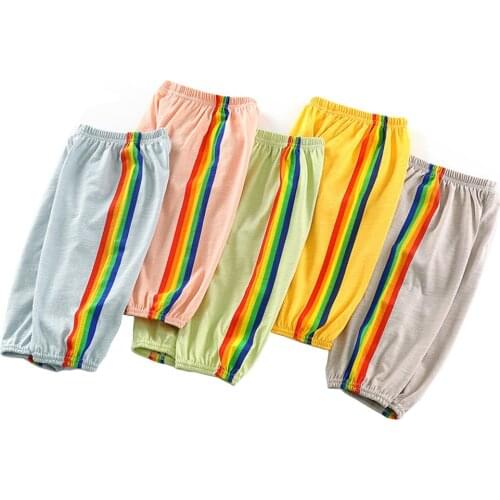 New Spring Summer Kids Boys Girls Thin Anti Mosquito Pants Candy Color Cotton Bloom Pants Trousers Baby Pajama Clothing 1-7Years