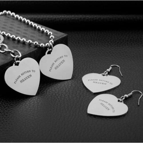 New Fashion Stainless Steel Heart Letter PLEASE RETURN TO HEAVEN Pendant keychains Keyrings Jewelry Gift for Women Girls