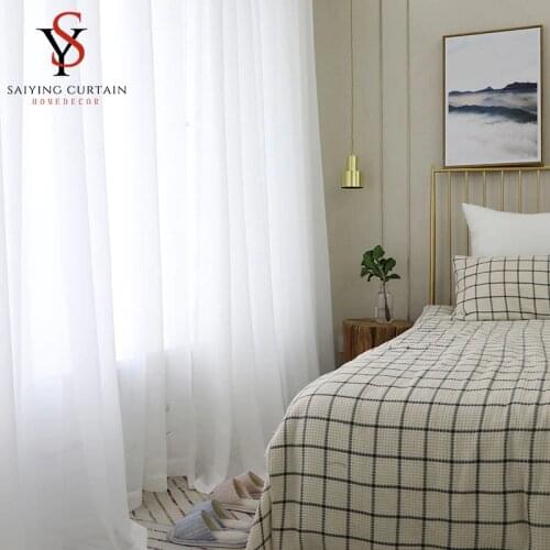 Solid White Tulle Sheer Window Curtains for Living Room Modern Voile Curtain For Bedroom Wedding Decor Drape Blinds Home Custom
