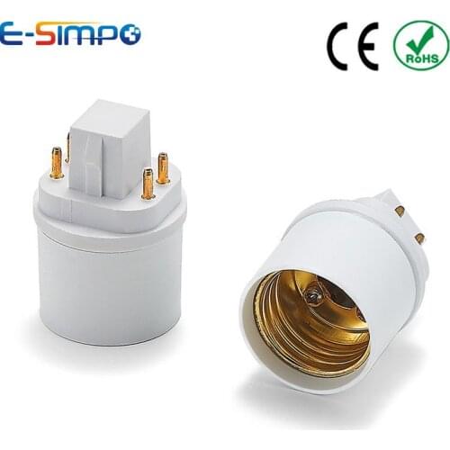 4Pin GX24Q to E26 E27 Adapter CFL Lamp Holder Power Adapter Converter Base Socket LED Light Bulb Extend Plug Need throw ballast