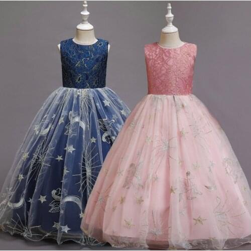 Flower Girl Dresses Tulle Frocks Beading Appliqued Pageant Dresses For Girls First Communion Dresses Kids Prom Embroidery Dress